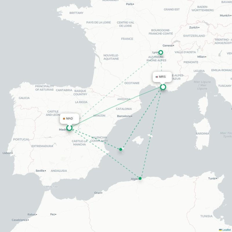 MAD - MRS route map