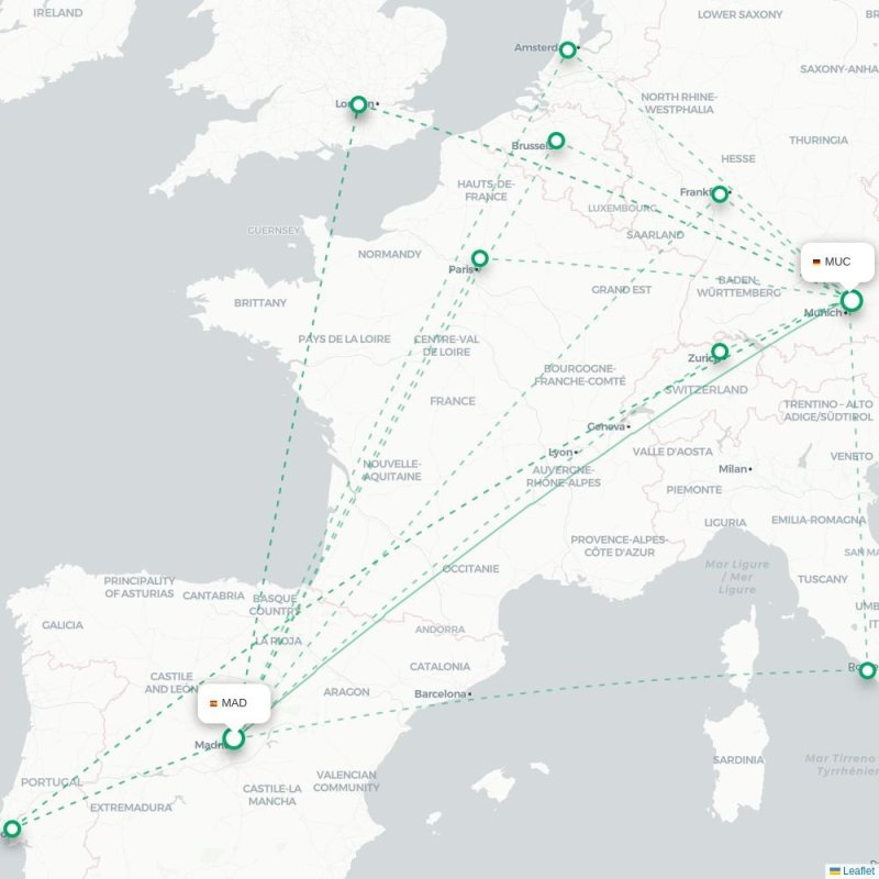 MAD - MUC route map