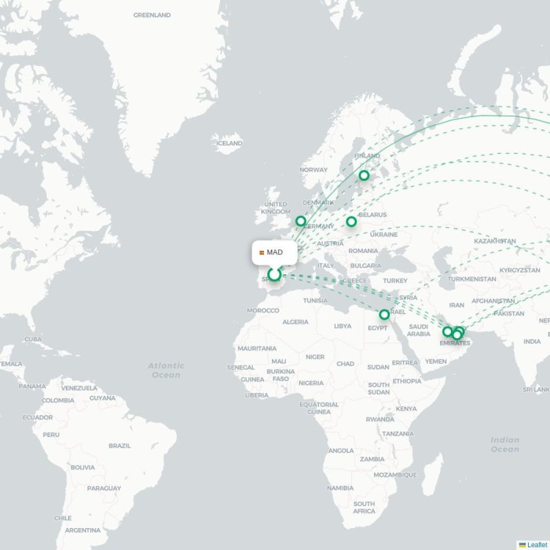 MAD - NRT route map
