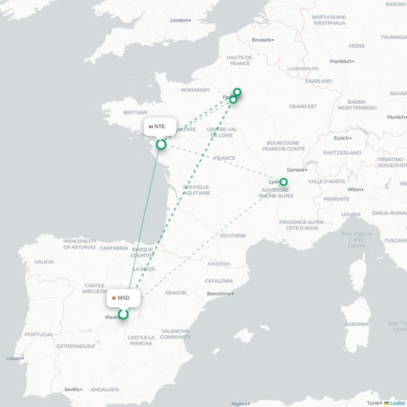 MAD - NTE route map