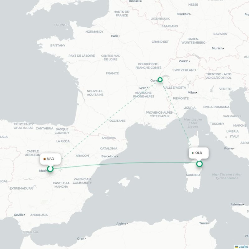 MAD - OLB route map