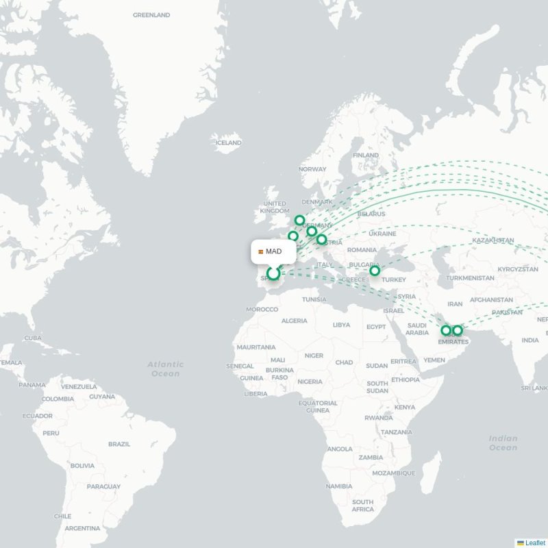 MAD - PVG route map