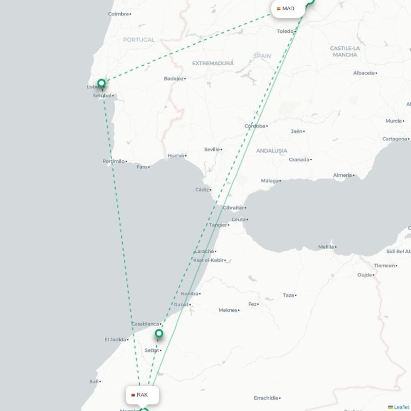 MAD - RAK route map