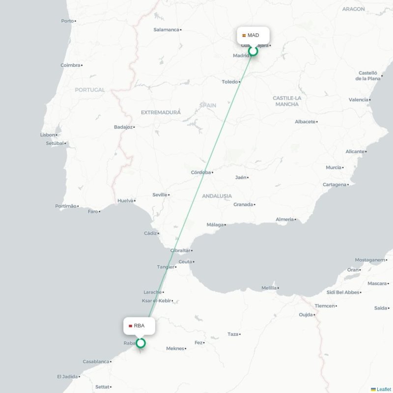 MAD - RBA route map