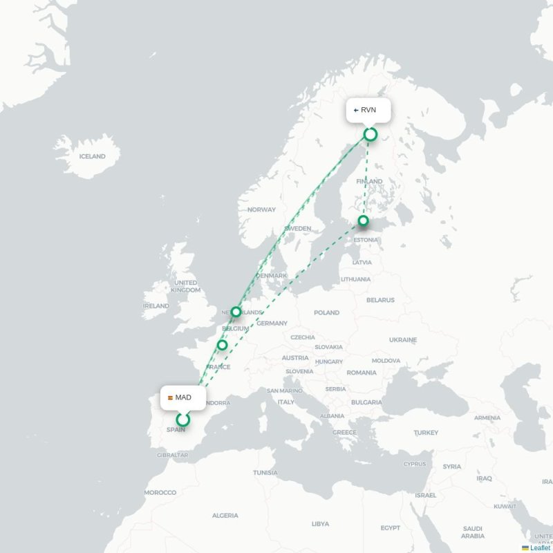 MAD - RVN route map