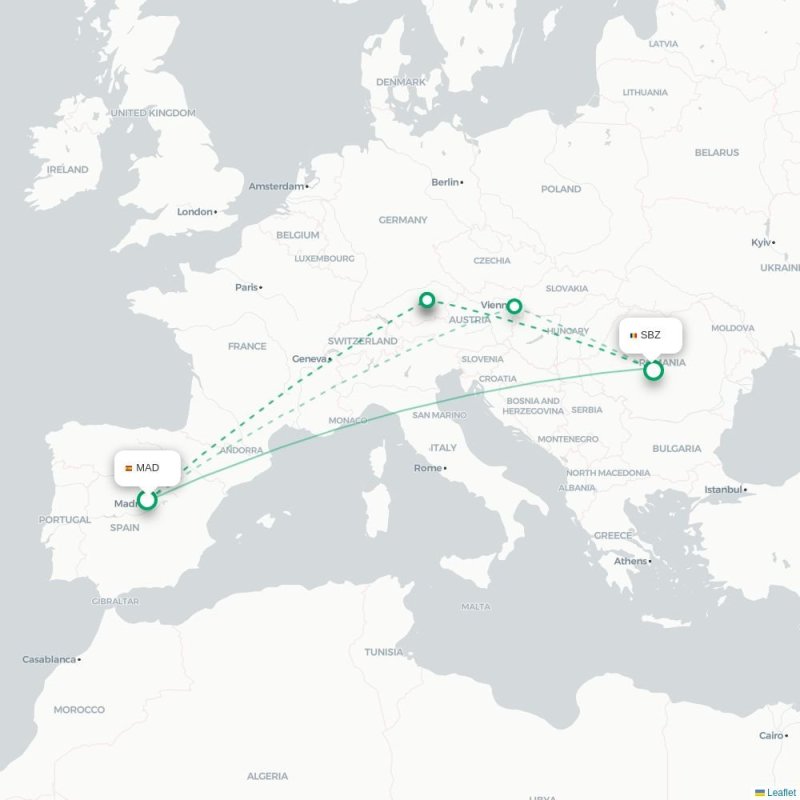 MAD - SBZ route map