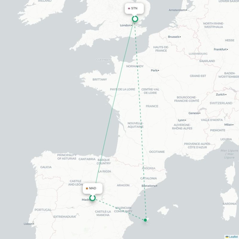 MAD - STN route map