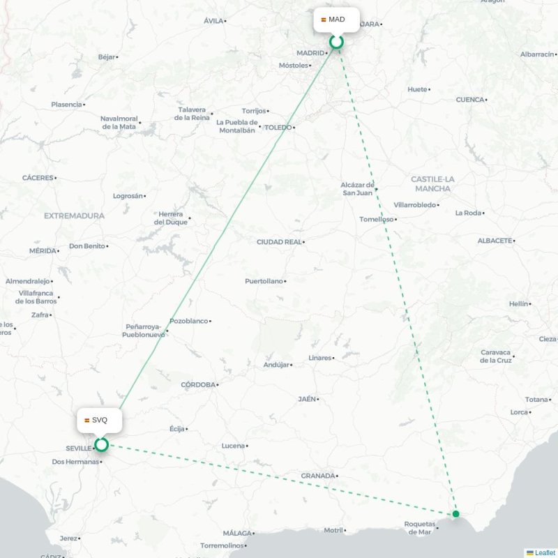 MAD - SVQ route map