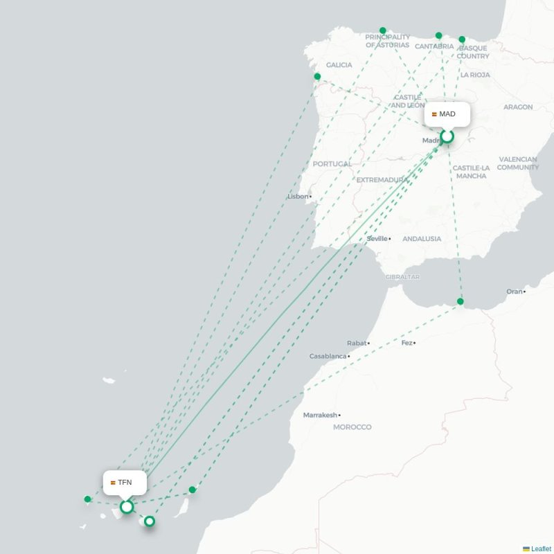 MAD - TFN route map