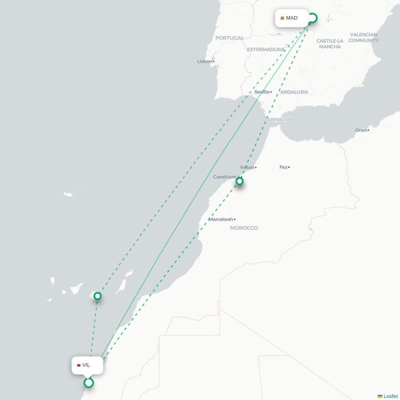 MAD - VIL route map