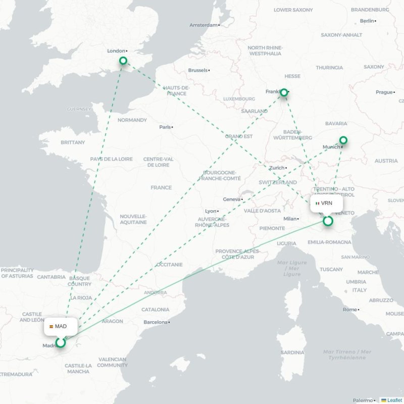 MAD - VRN route map