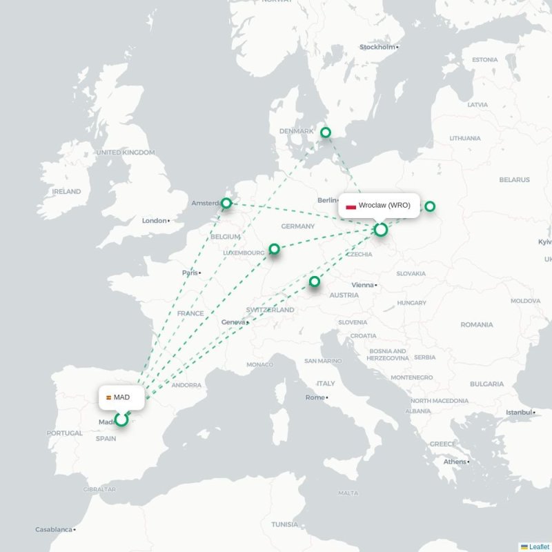 MAD - WRO route map