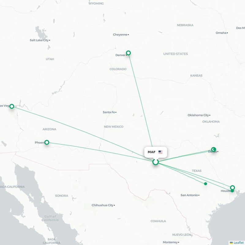 Route map Midland  MAF airport