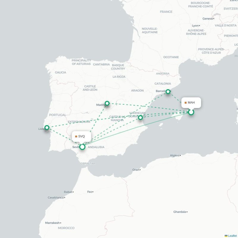 MAH - SVQ route map