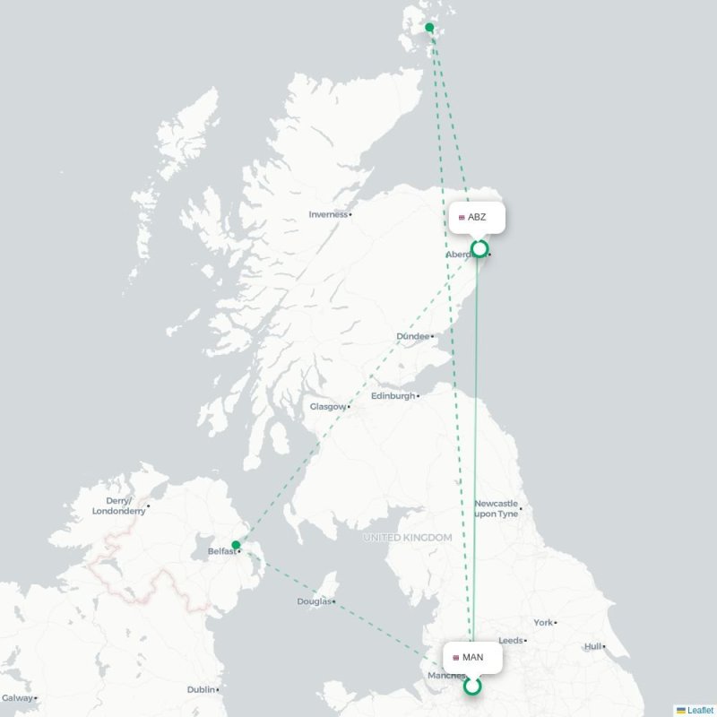 MAN - ABZ route map