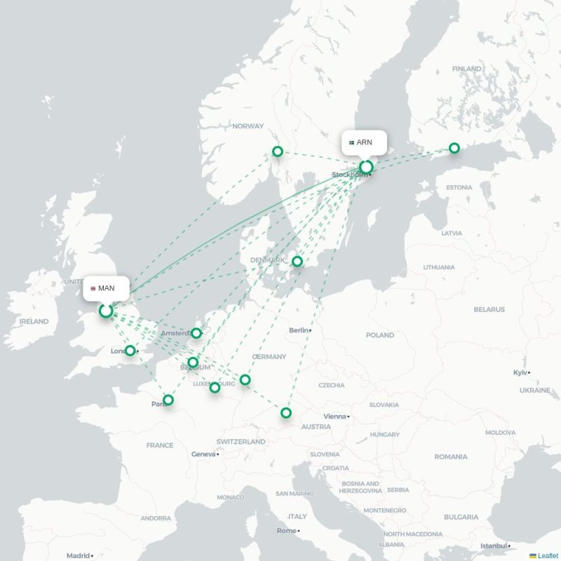 MAN - ARN route map