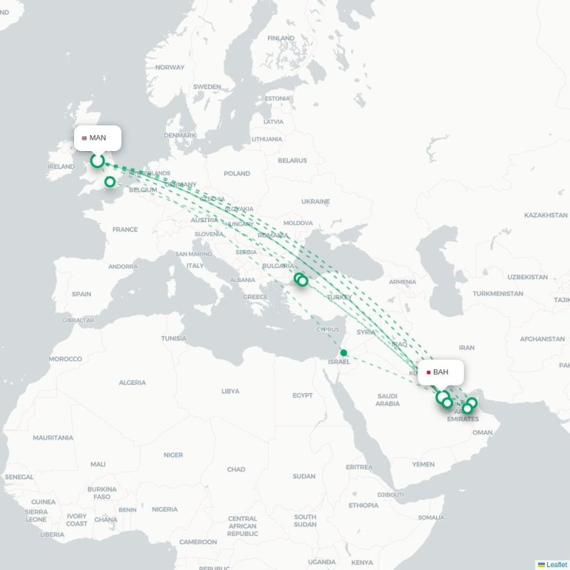 MAN - BAH route map
