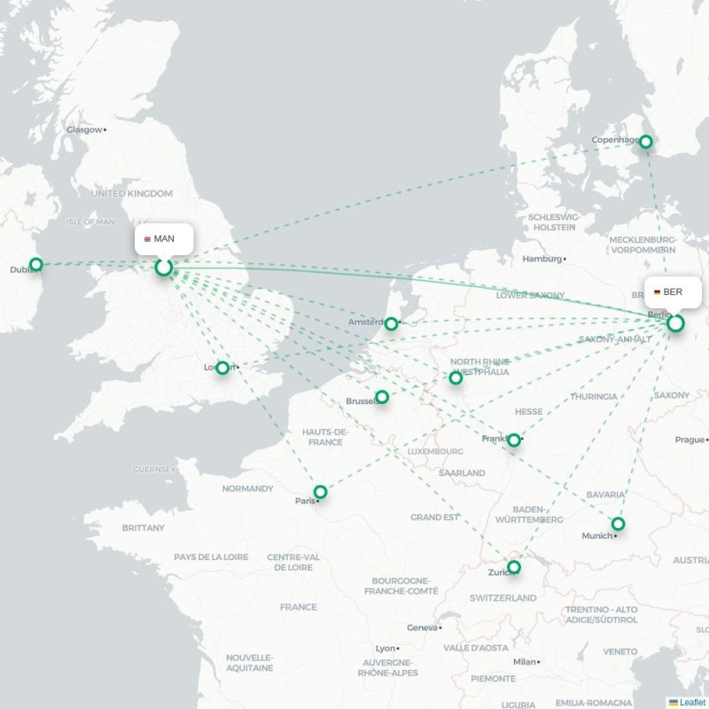 MAN - BER route map