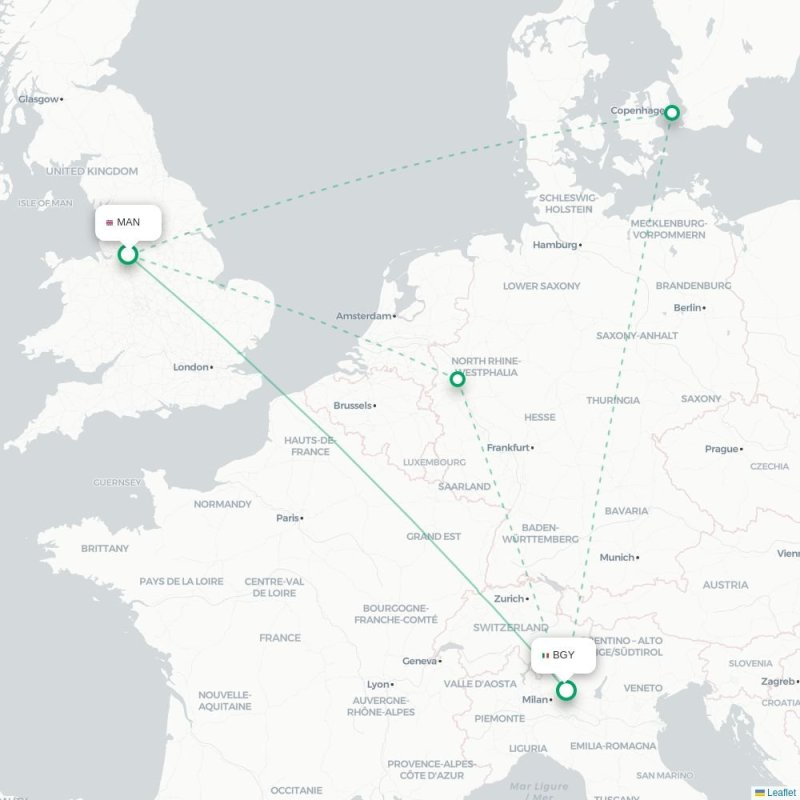 MAN - BGY route map