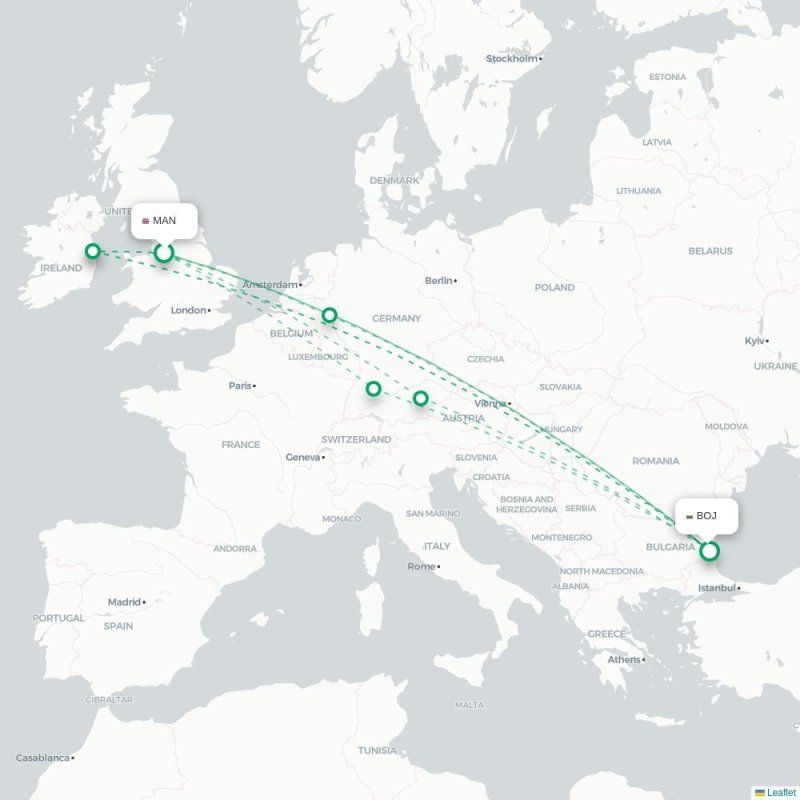 MAN - BOJ route map