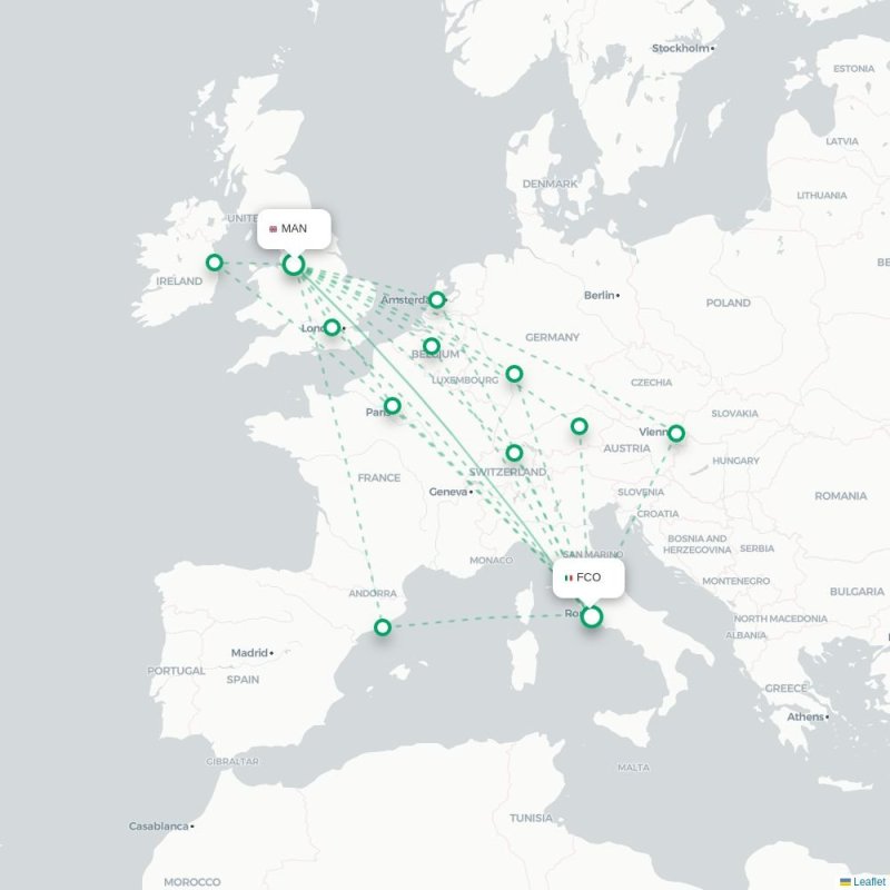 MAN - FCO route map