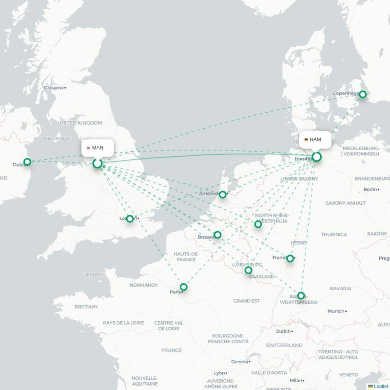 MAN - HAM route map