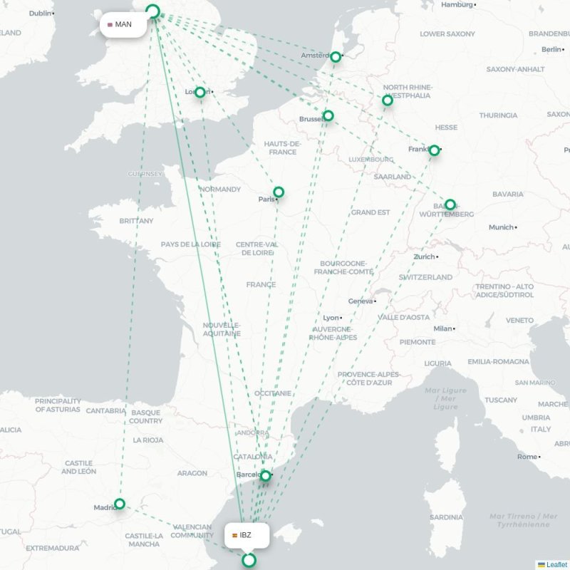 MAN - IBZ route map