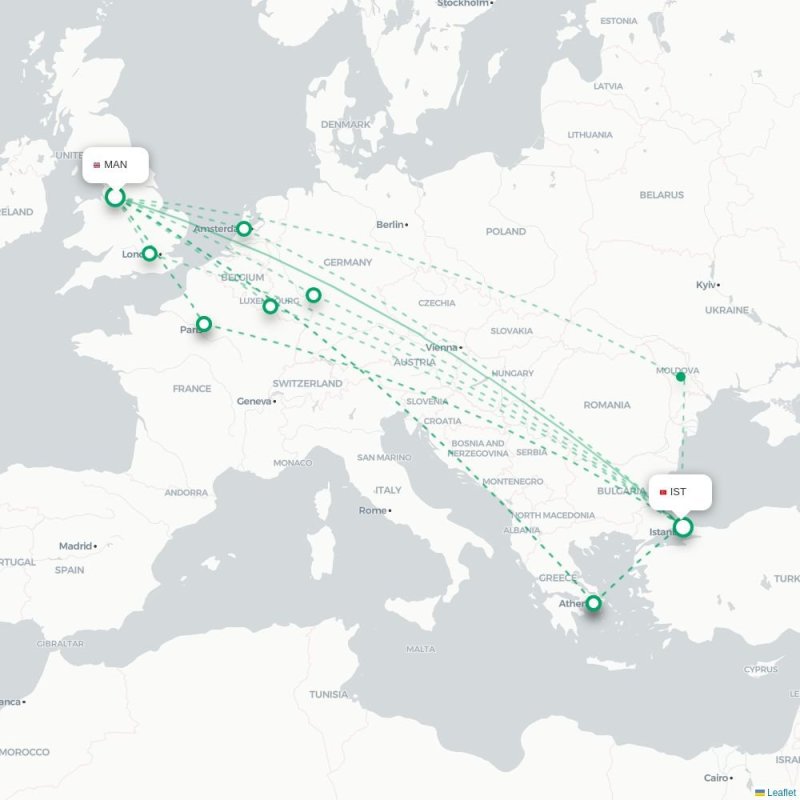 MAN - IST route map