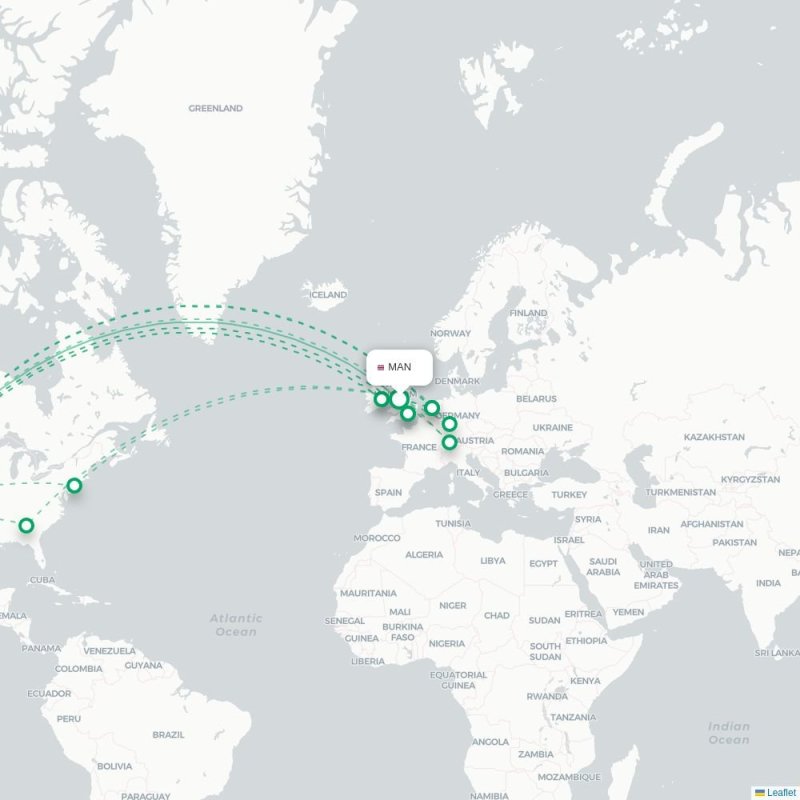 MAN - LAS route map
