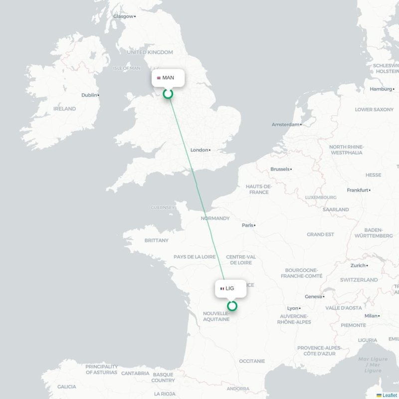 MAN - LIG route map