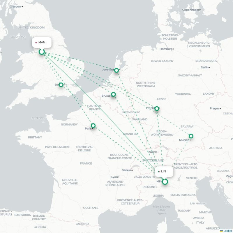 MAN - LIN route map