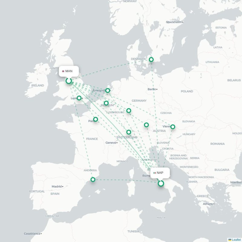 MAN - NAP route map