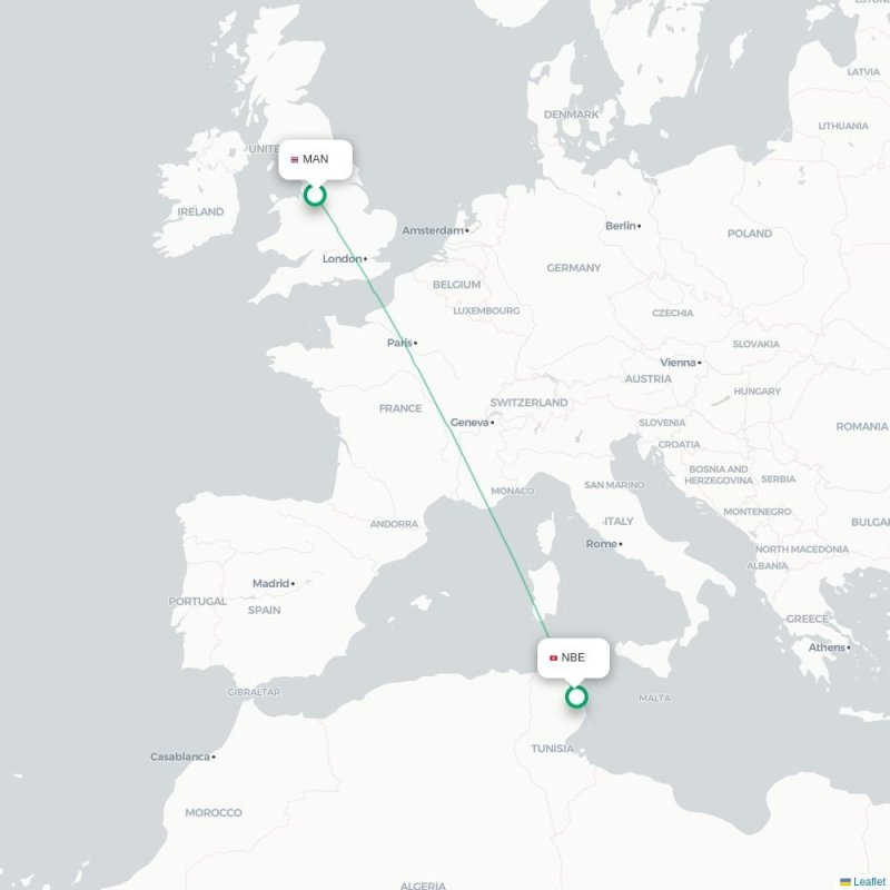 MAN - NBE route map