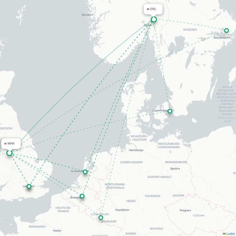 MAN - OSL route map