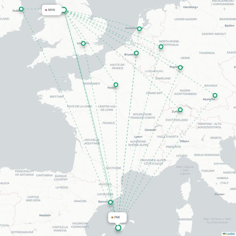 MAN - PMI route map