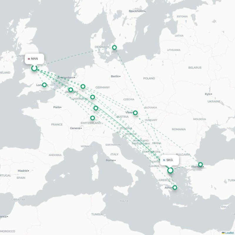 MAN - SKG route map