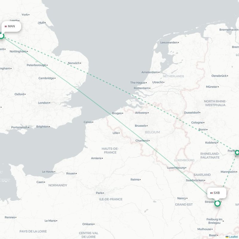 MAN - SXB route map