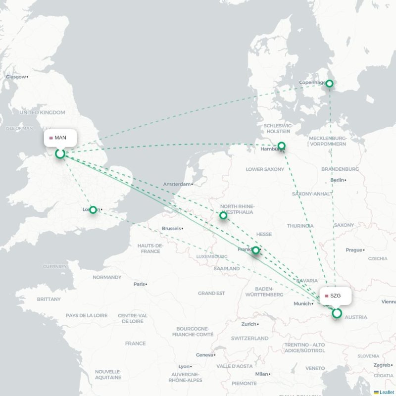 MAN - SZG route map