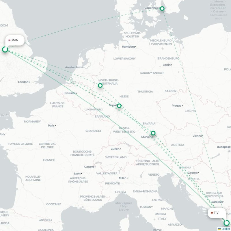 MAN - TIV route map