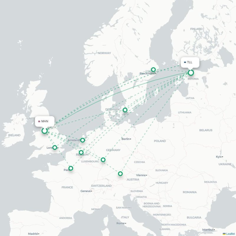 MAN - TLL route map