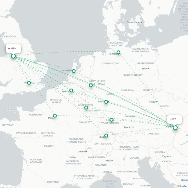 MAN - VIE route map