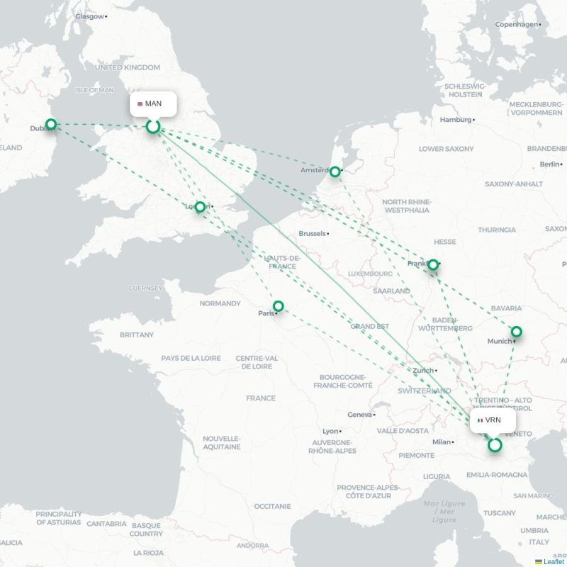 MAN - VRN route map
