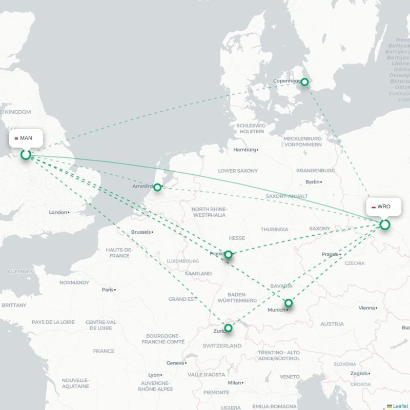 MAN - WRO route map