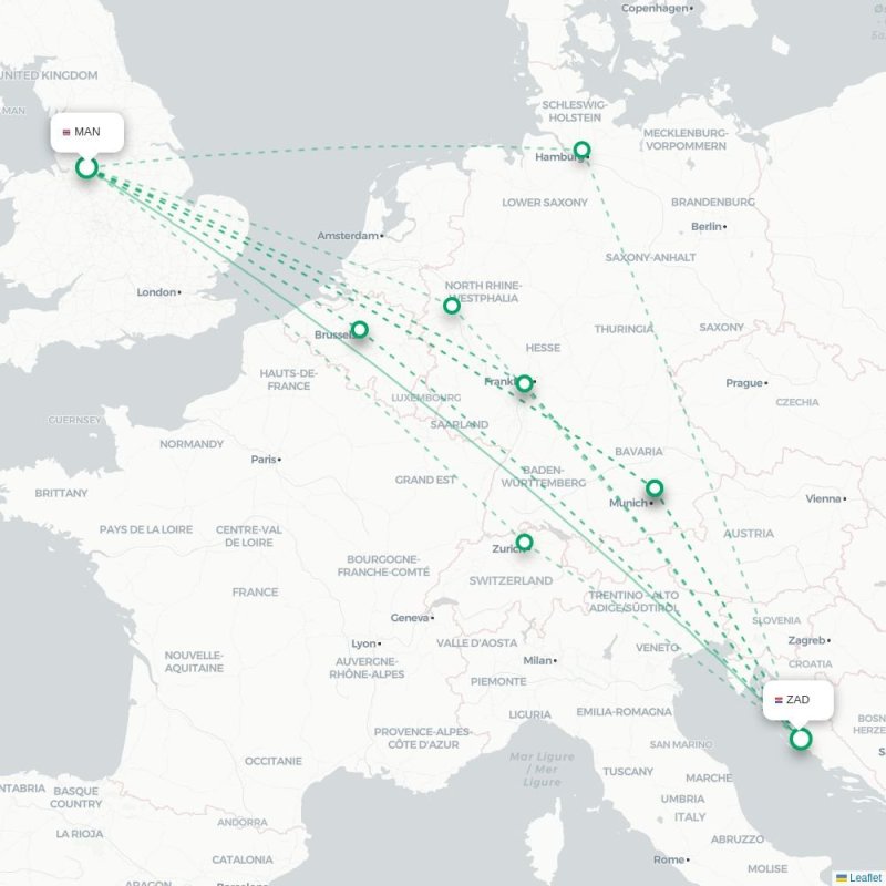 MAN - ZAD route map