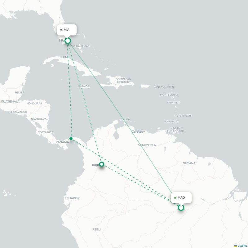 MAO - MIA route map