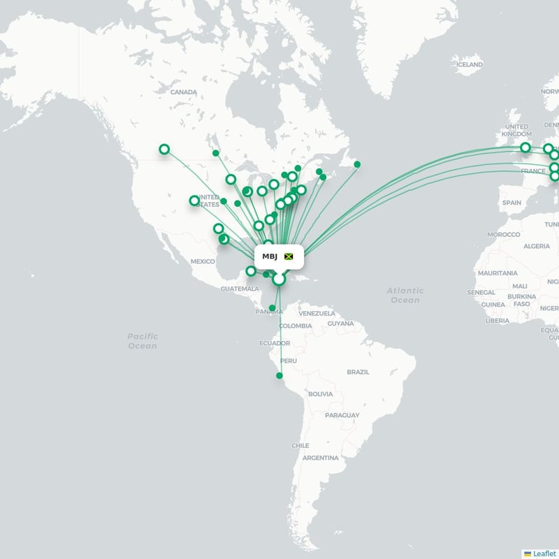 Route map Montego Bay  MBJ airport