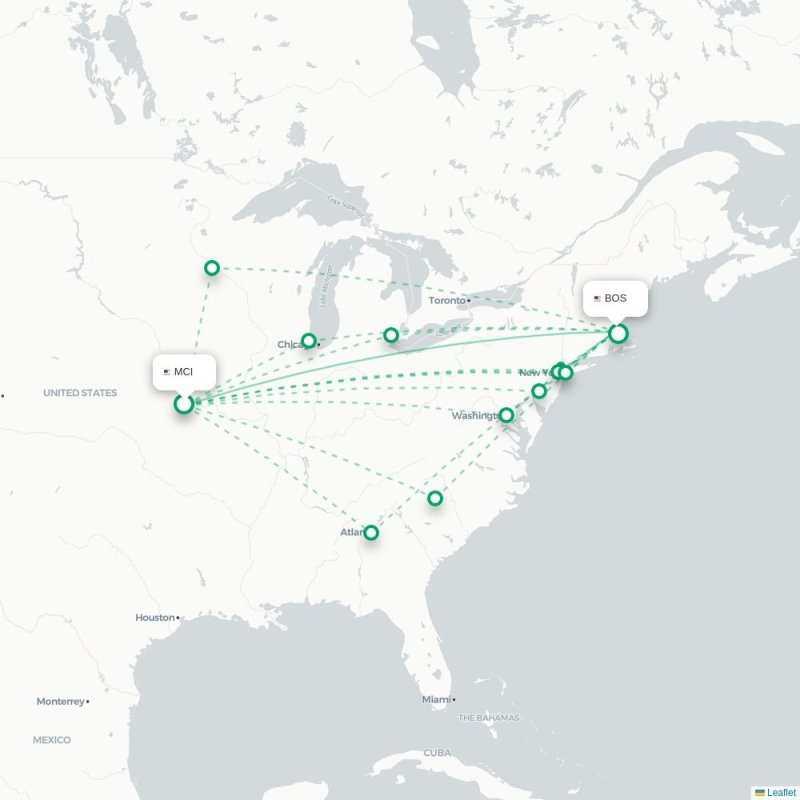 MCI - BOS route map