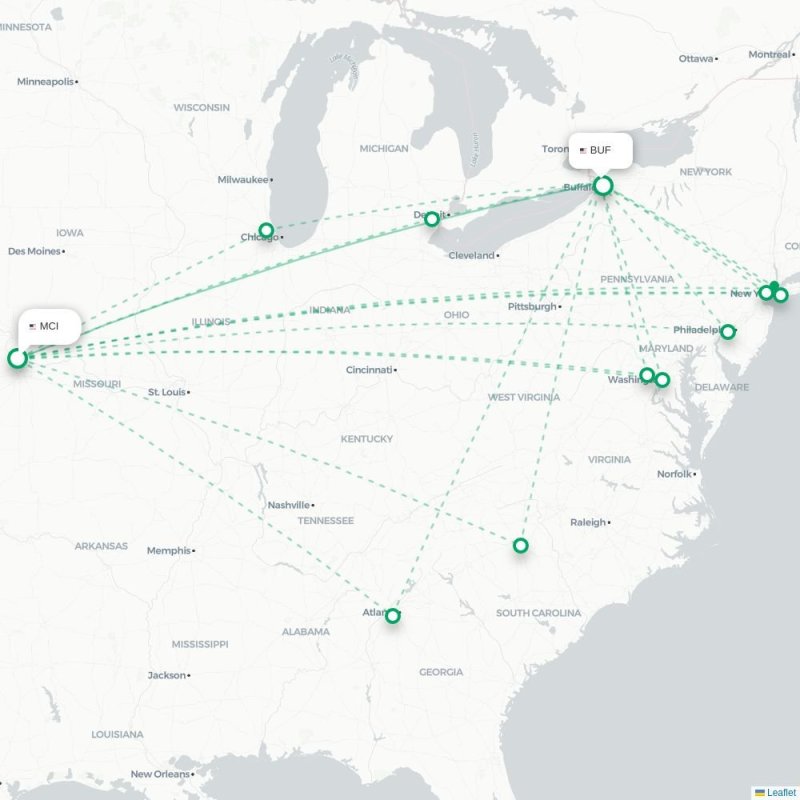 MCI - BUF route map