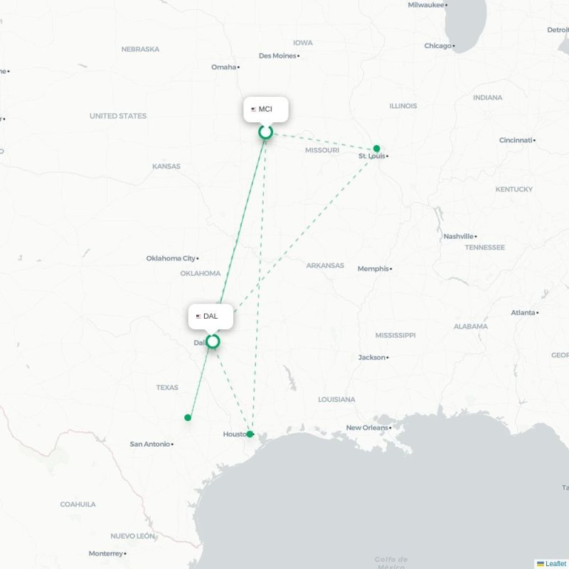 MCI - DAL route map