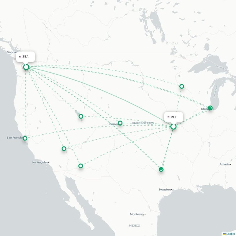 MCI - SEA route map